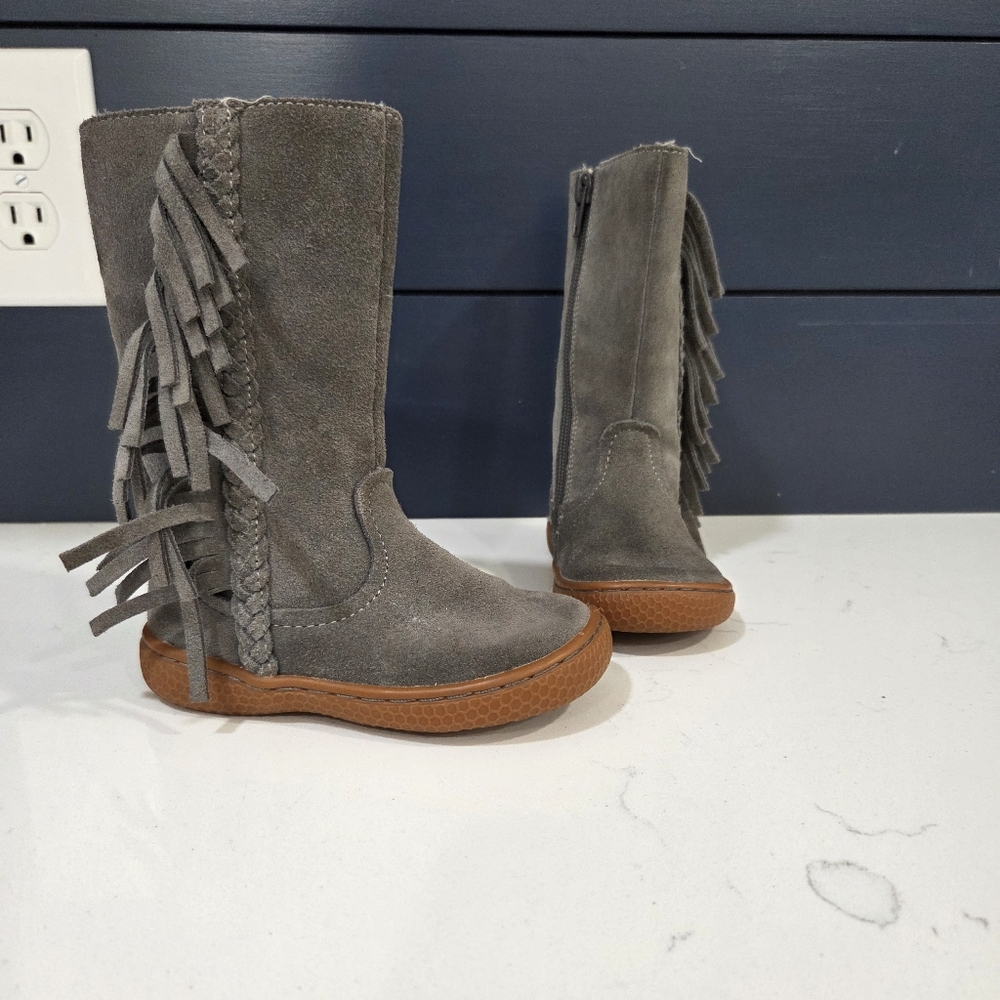 Livie & Luca Sonoma Gray Suede Fringe Boots 6 Toddler